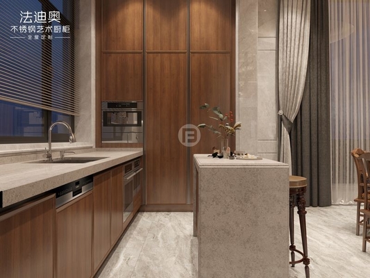 Customizable U Shaped Kitchen Cupboards With Quartz Countertop