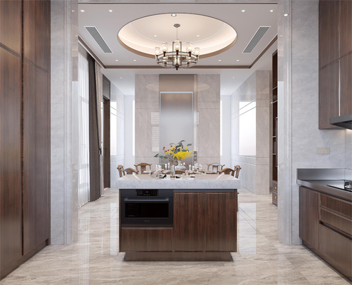 Customizable U Shaped Kitchen Cupboards With Quartz Countertop