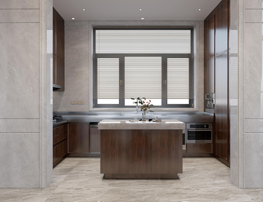 Customizable U Shaped Kitchen Cupboards With Quartz Countertop
