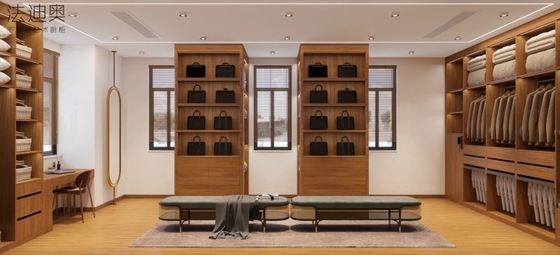 Fadior Elegance Custom Made Walk In Closet Wood Grain With Multiple Storage Solution