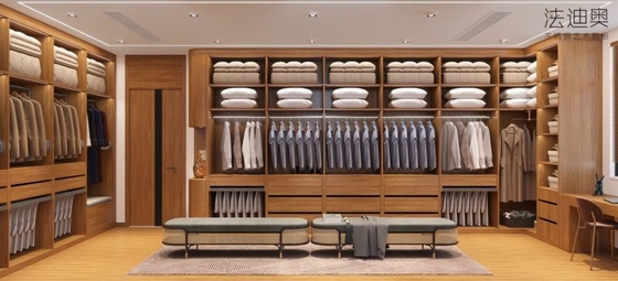 Fadior Elegance Custom Made Walk In Closet Wood Grain With Multiple Storage Solution