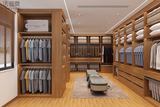 Fadior Elegance Custom Made Walk In Closet Wood Grain With Multiple Storage Solution