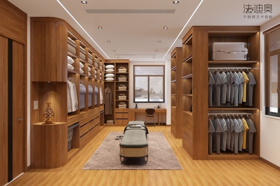 Fadior Elegance Custom Made Walk In Closet Wood Grain With Multiple Storage Solution