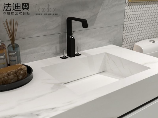 Stylish Modern Minimalist Wall Mounted Vanity Cabinet Durable Stainless Steel Moisture Resistance