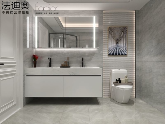 Stylish Modern Minimalist Wall Mounted Vanity Cabinet Durable Stainless Steel Moisture Resistance