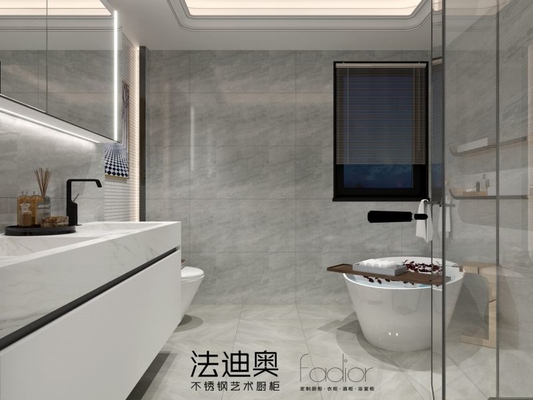Stylish Modern Minimalist Wall Mounted Vanity Cabinet Durable Stainless Steel Moisture Resistance