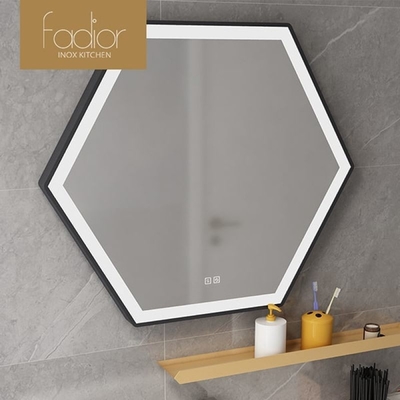 Wall-Mounted Stainless Steel Bathroom Vanity Cabinet With Hexagonal LED Mirror