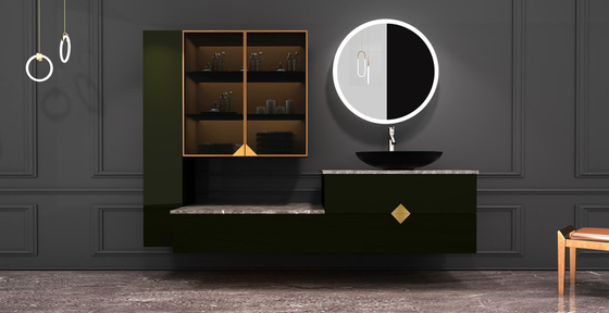 Fadior Moss Green Wall Hung Countertop Vanity Unit Modern Bathroom Vanities