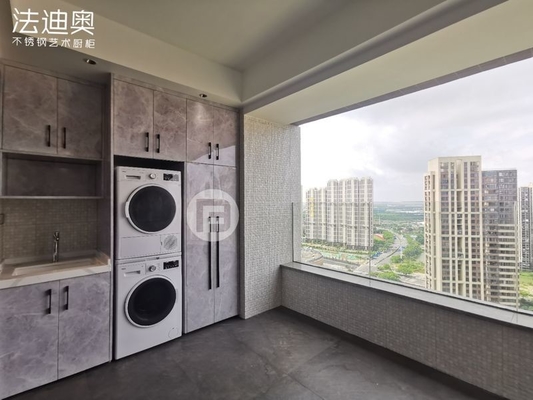 Cloud Stone Patterned Stainless Steel Laundry Cabinets Visually Appealing