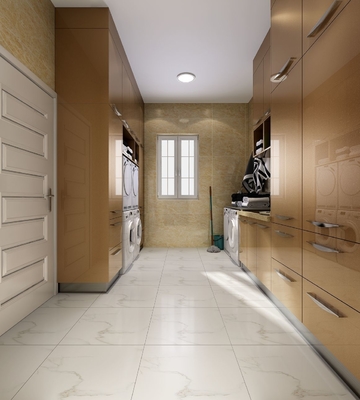 Gold Stainless Steel Laundry Room Cabinets With Customizable Storage And Appliances Integration